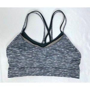 Zyia Active Women Medium Gray Sports Bra Padded Cups Strappy Racerback